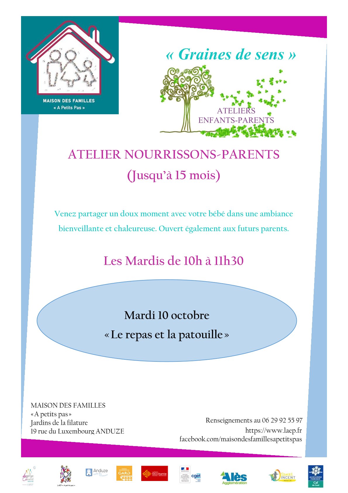 Atelier Nourrissons/Parents (jusqu'à 15mois) "Le repas et la Patouille"